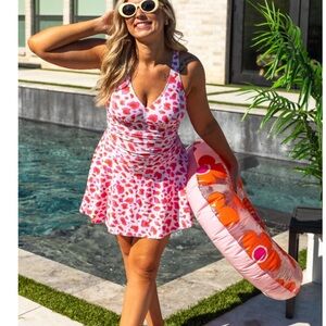 Pink and White  Swim Dress